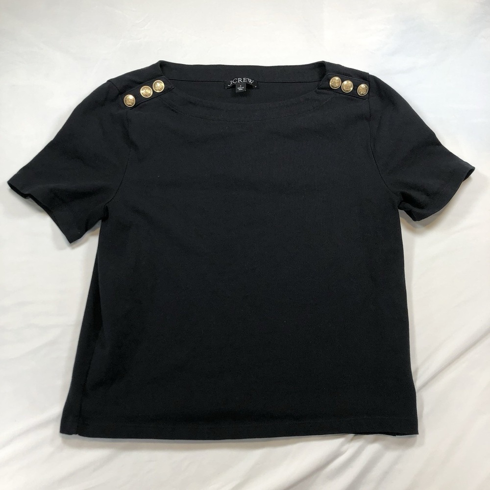J Crew‎ Mariner Cloth Short Sleeve Gold Buttons Nautical T-Shirt Small